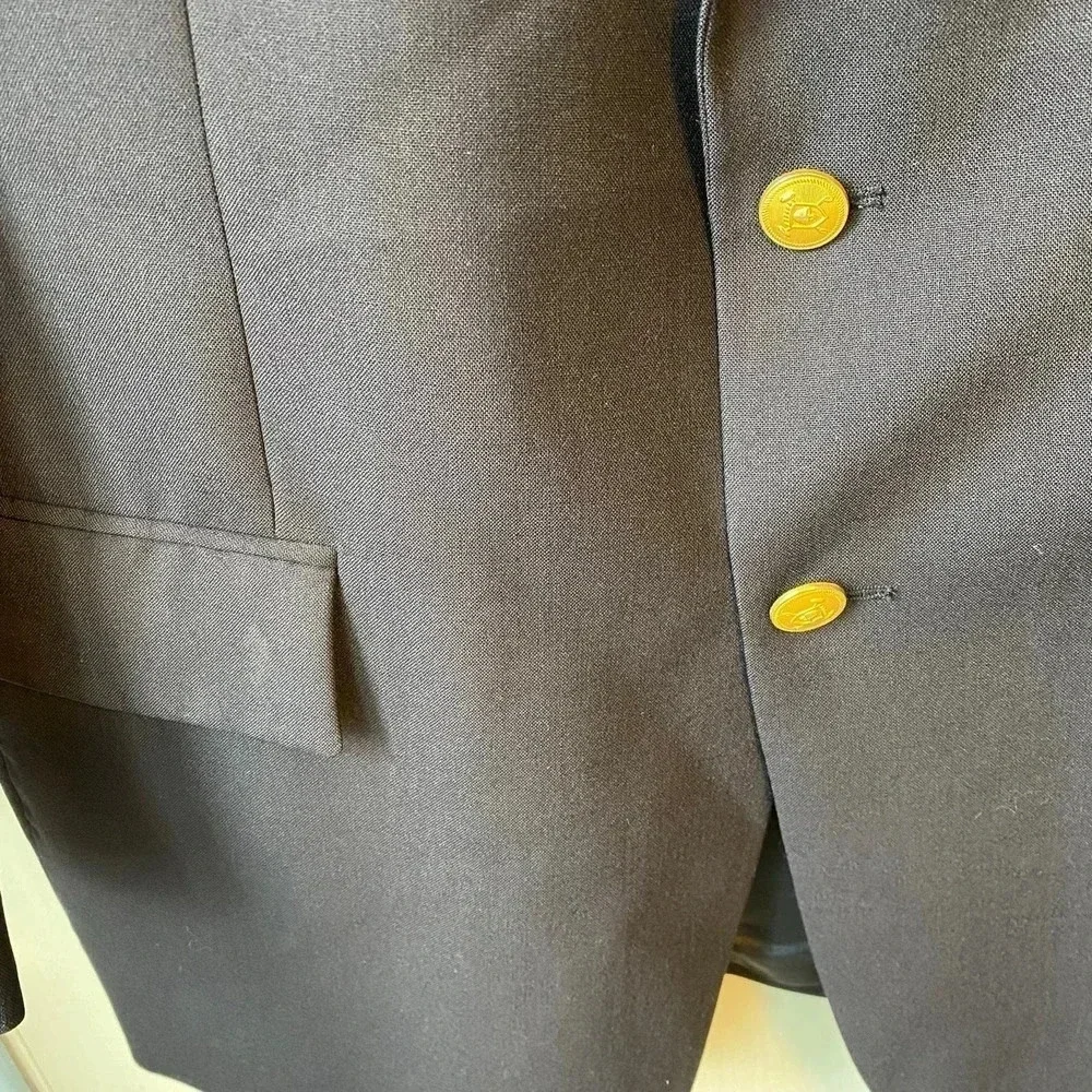 Chaps Ralph Lauren Pure New Wool 2 Button Blue Blazer Men Size 46 R Pockets